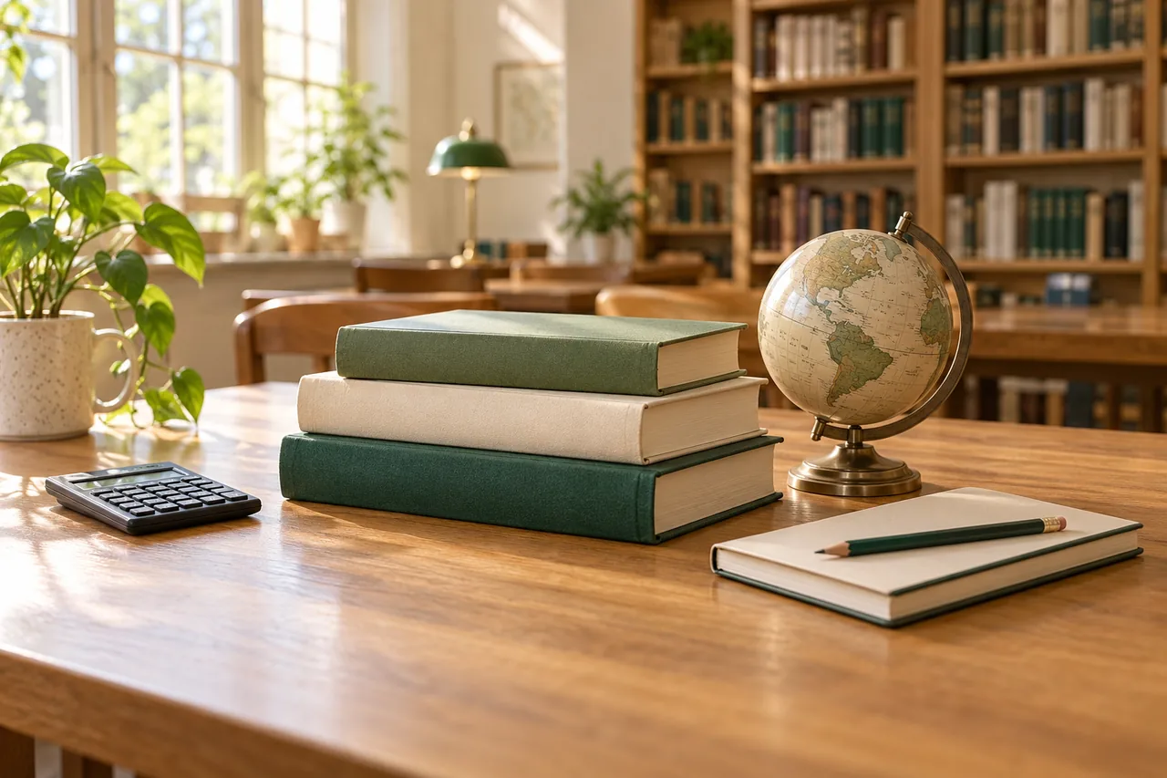 Notebooks and study materials arranged for the next stage of learning
