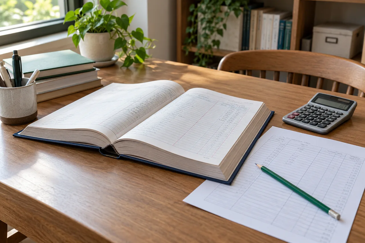 Ledger balances and a ruled worksheet arranged for preparing a trial balance