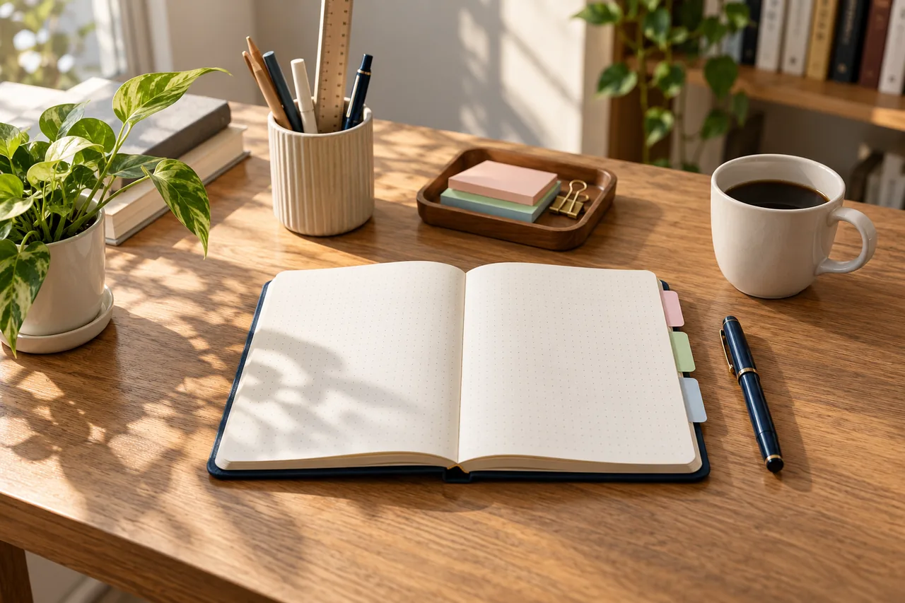 An open notebook and study planner ready for tuition questions